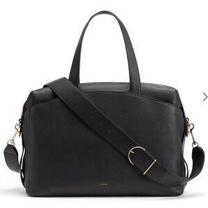 CUYANA Black Pebbled Leather Overnight Tote Bag, Size Large